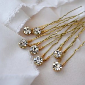 Crystal Hair Pins, Gold Bridal Hair Pins, Crystal Wedding Headpiece, Simple Bridal Headpiece, Bridesmaid Hair Pins, Rhinestone Hair Pins