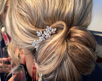 Bridal Hair Pin, Bridal Headpiece, Crystal Hair Pin, Bridesmaid Gift, Bridesmaid Hair Pin || Willow