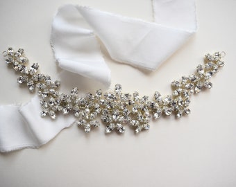 Crystal Bridal Hair Vine, Sparkly Bridal Headpiece, Crystal Floral Hair Vine, Glamorous Wedding Headpiece