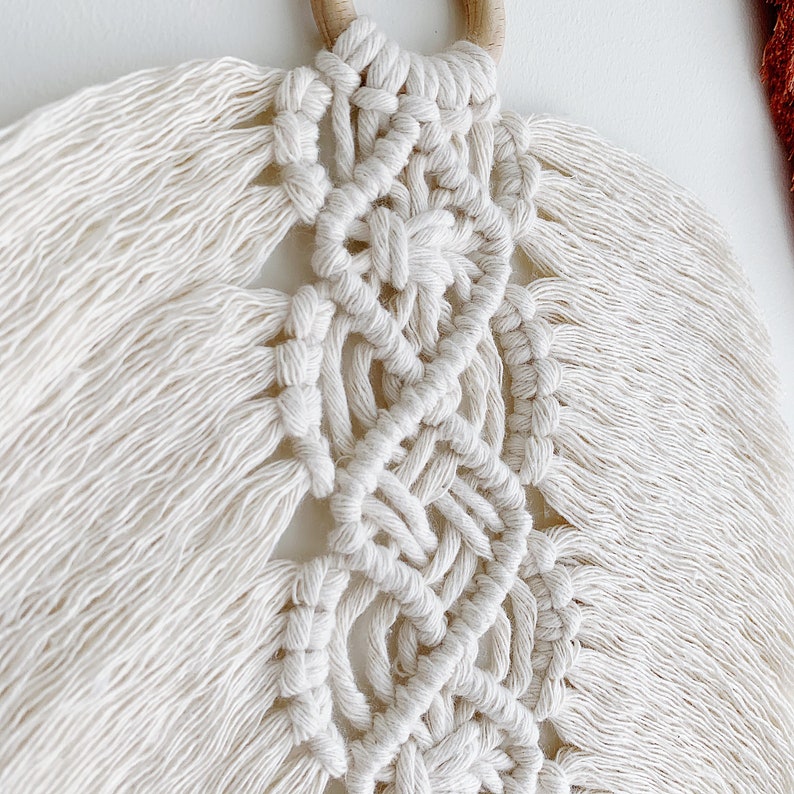 MAXI FEATHER decoration in boho macrame in natural cotton. Large, extra large pen for hanging on the wall. modern art macrame image 7