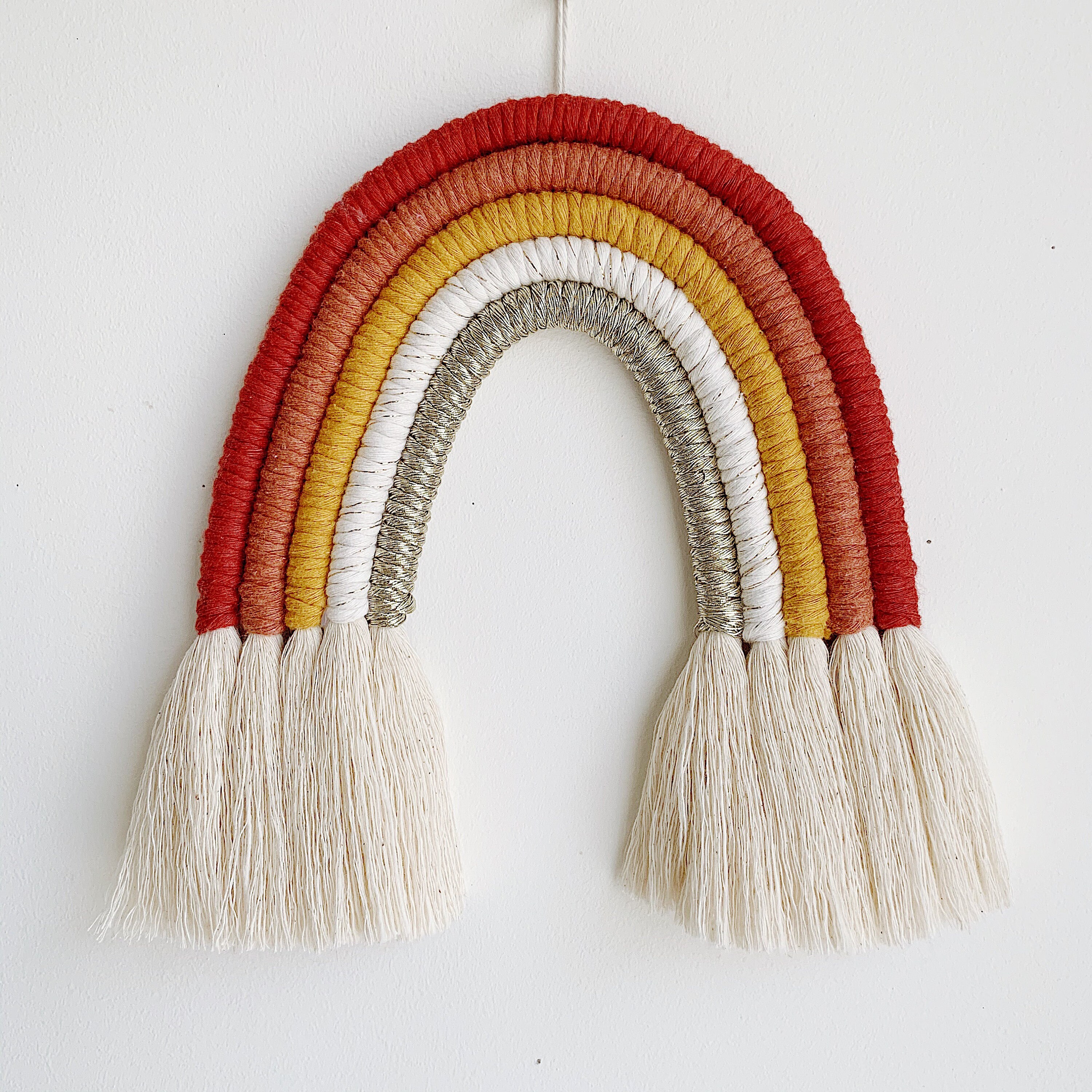 Arc-En-Ciel en Macramé Boho Coton Naturel. Décoration Colorée à Suspendre Au Mur. Chambre Enfants/Ad