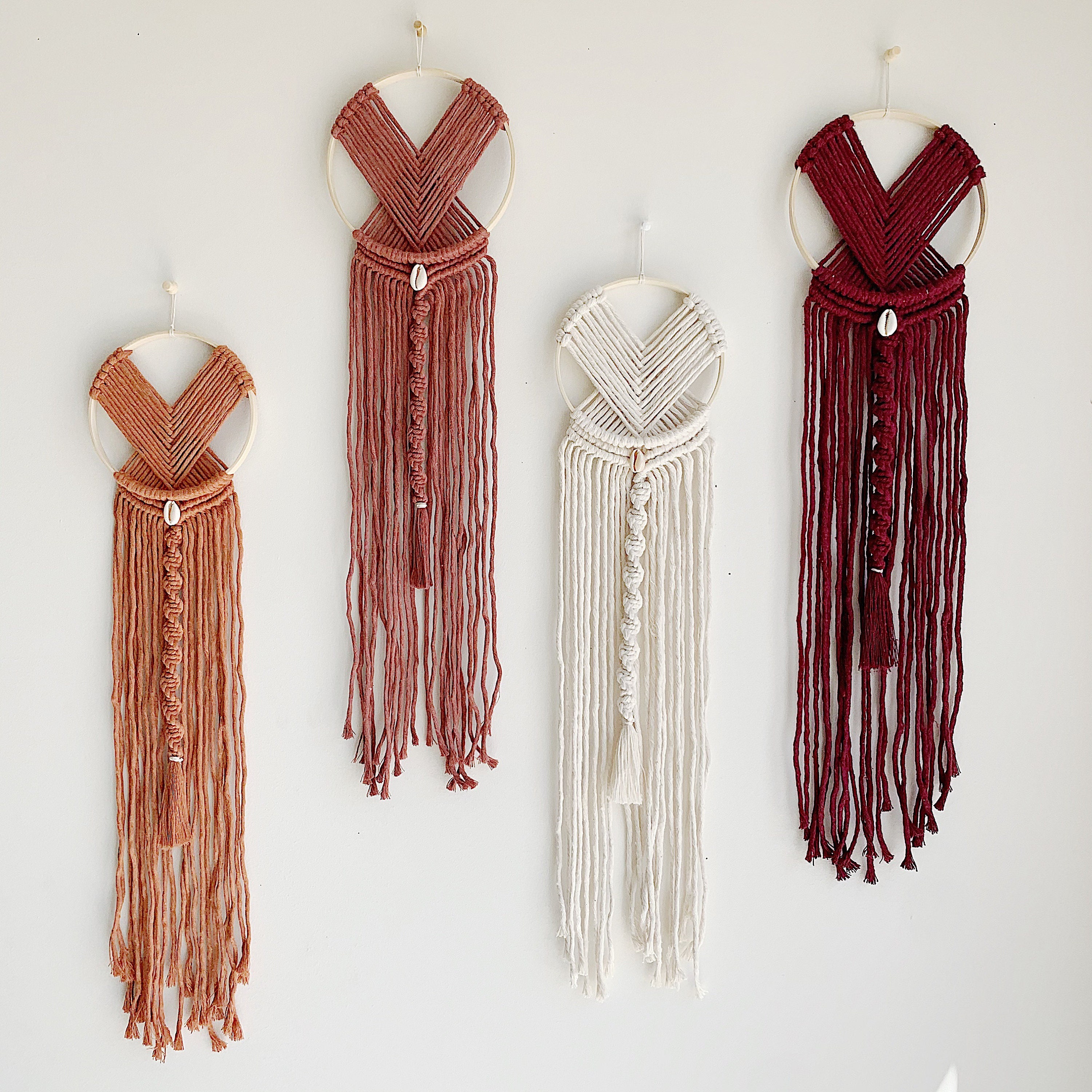 Attrape Rêve Moderne, Suspension Murale Tissage Macramé et Bois. Décoration Ethnique en Coton avec C