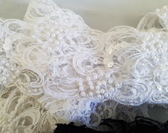 Beaded Bridal Lace Trimming, white Lace Trim, corded lace,sequined lace trim, pearl bead lace trim, embroidered floral lace- White