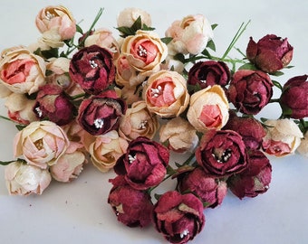 18 Velvet flowers. Millinery flowers. Velvet Dogwood Roses. Velvet roses. Millinery supply. Vintage millinery.