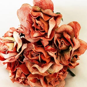 10 Roses Velvet Flowers peach for Halloween, lampshades, millinery, floral supplies and wedding decor image 1