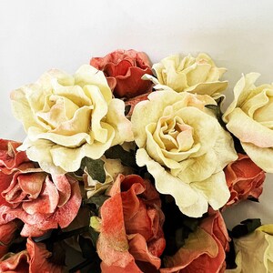 10 Roses Velvet Flowers peach for Halloween, lampshades, millinery, floral supplies and wedding decor image 7