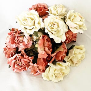 10 Roses Velvet Flowers peach for Halloween, lampshades, millinery, floral supplies and wedding decor image 5