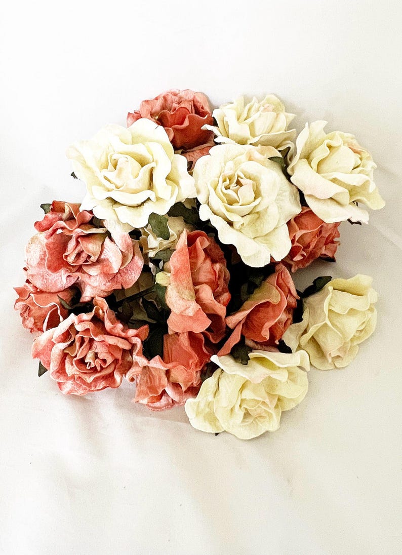 10 Roses Velvet Flowers peach for Halloween, lampshades, millinery, floral supplies and wedding decor image 5