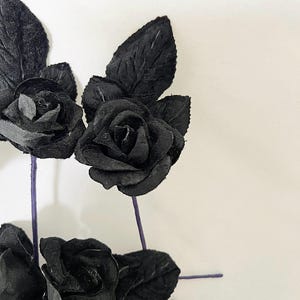 7 x Black Roses with leaves Halloween wreath, bouquets image 4