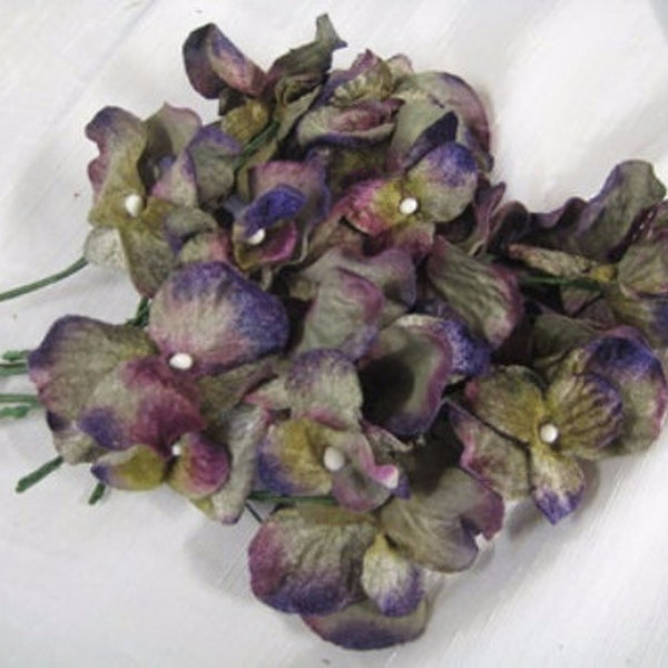 Antique  Hydrangea Flower Petals, Velvet flowers antique, cream, 18 flowers wholesale millenary, floral arrangements
