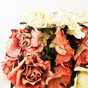10 Roses Velvet Flowers peach for Halloween, lampshades, millinery, floral supplies and wedding decor image 6