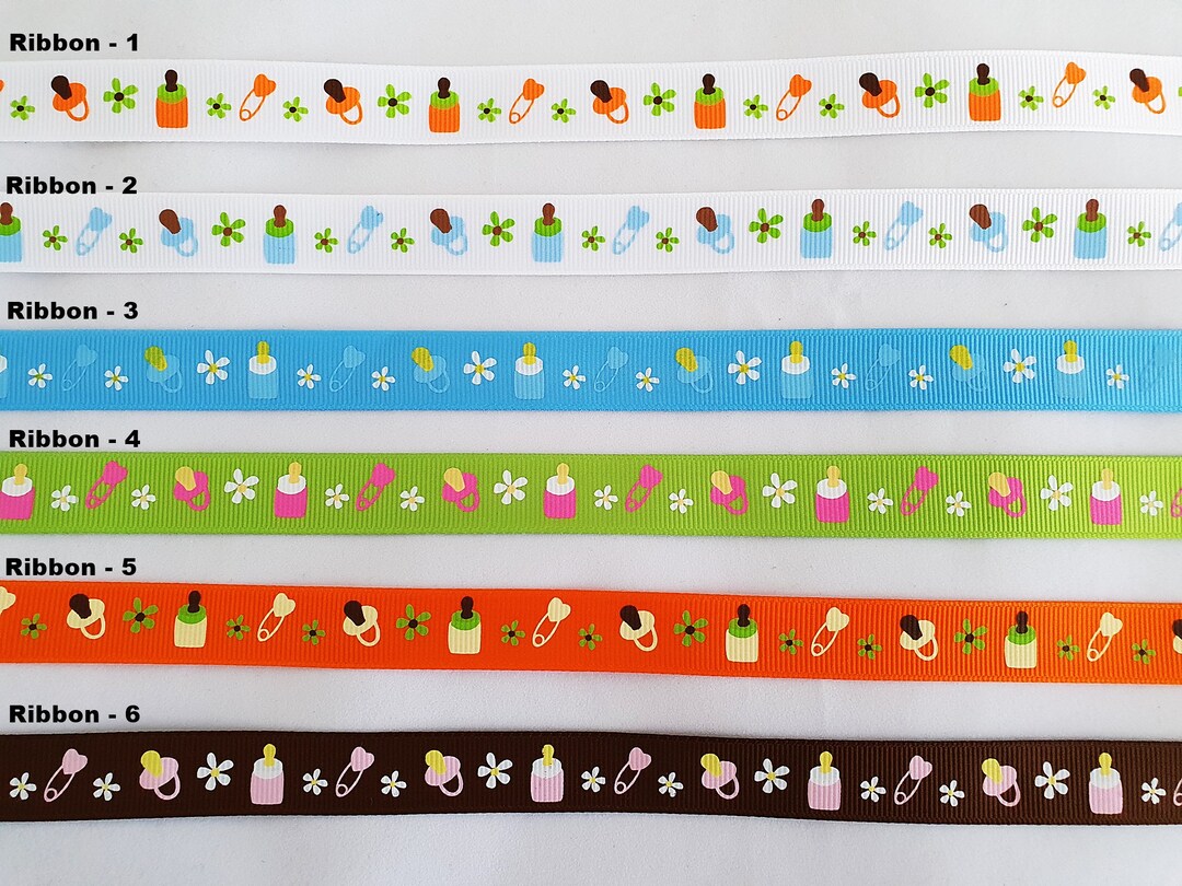 Baby Grosgrain Ribbon: 6 Colors With Bottles & Pacifiers (15mm) - Etsy