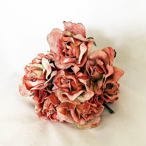 10 Roses Velvet Flowers peach for Halloween, lampshades, millinery, floral supplies and wedding decor image 3