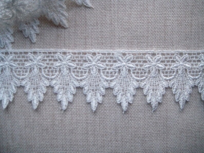 White Scalloped Lace with forget me nut flower for jewelry, table runners, head crown image 5