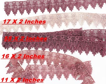 Hand dyed scalloped lace with a flower design in a range of colours