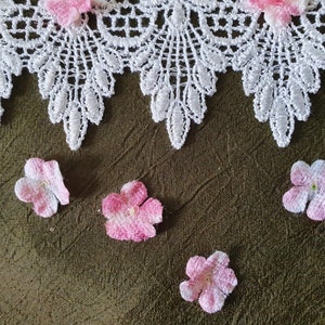 White Scalloped Lace with forget me nut flower for jewelry, table runners, head crown image 3