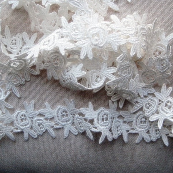 White Venise lace, Rose edging lace motif for hair bands, clothes, cards