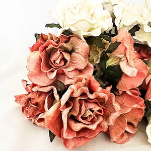 10 Roses Velvet Flowers peach for Halloween, lampshades, millinery, floral supplies and wedding decor image 2