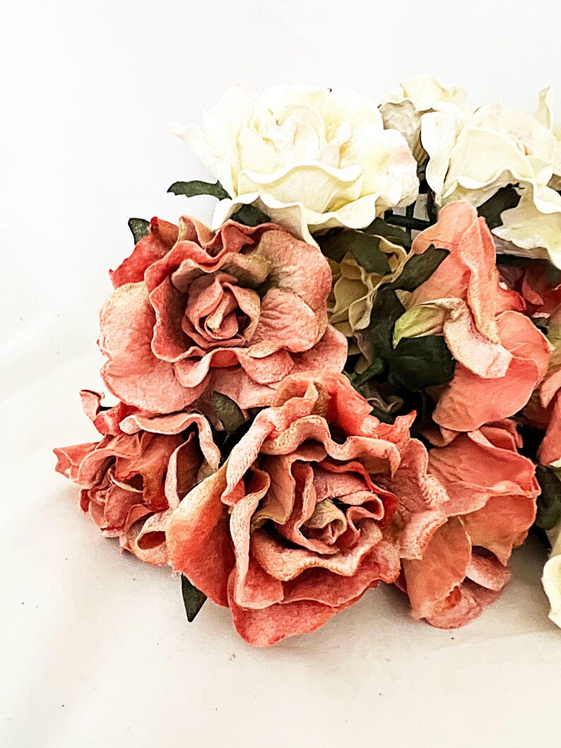 10 Roses Velvet Flowers peach for Halloween, lampshades, millinery, floral supplies and wedding decor image 2