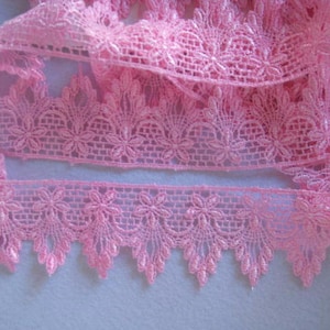 1 Yard Pink lace hand dyed scalloped lace for clothes, handbags, lampshades, weddings