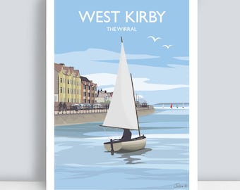 West Kirby, The Wirral. Travel Art Print/Poster by Julia Seaton. Hand drawn and signed (in pencil) by the artist.
