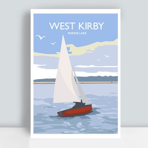 West Kirby, Marine Lake, Wirral. Travel Poster Print by Julia Seaton.