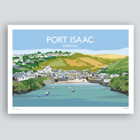 Port Isaac Cornwall Hand Signed Art Print Travel Poster Etsy