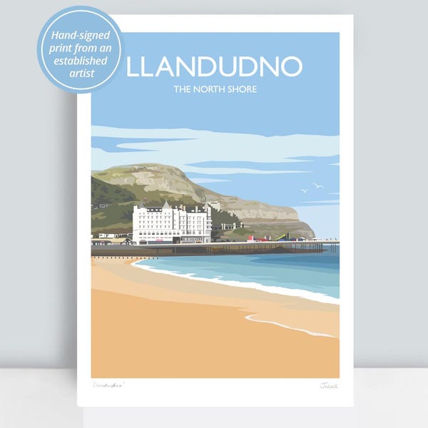 Llandudno North Wales Art Print: Vintage Travel Poster by Julia Seaton