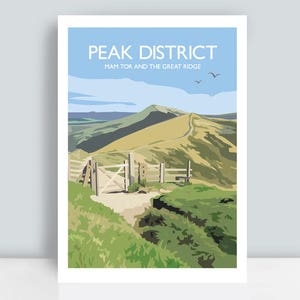 Peak District print featuring Mam Tor and The Great Ridge, England. Art Print/Poster by Julia Seaton.