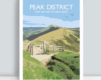 Peak District print featuring Mam Tor and The Great Ridge, England. Art Print/Poster by Julia Seaton.