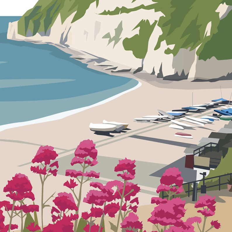 Beer East Devon. HAND SIGNED Art Print/travel Poster by Julia Etsy UK