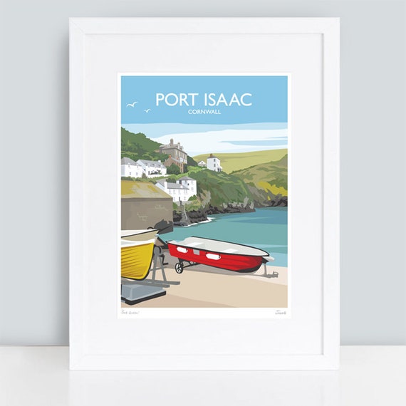 Port Isaac Cornwall Hand Signed Art Print Travel Poster Etsy