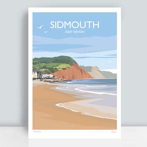 Sidmouth, East Devon. HAND SIGNED Art Print/Travel Poster by JuliaS Illustration.