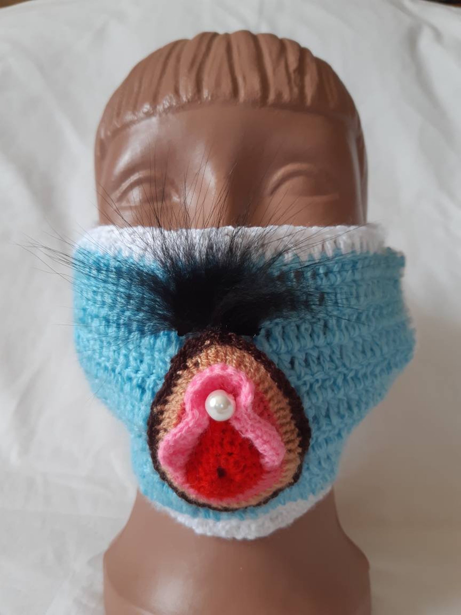 Crochet Penis Vagina Mask Sexy T Headband Bachelor Groom Etsy 