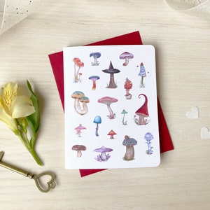18 Magical Mushrooms Greeting Card, Fairy Greeting Card, Magic Gift, Mushrooms Illustration