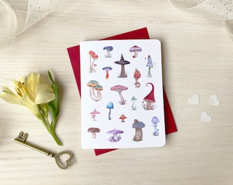 Magical Mushrooms Greeting Card, Fairy Greeting Card, Magic Gift, Mushrooms Illustration