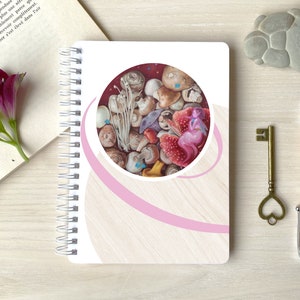 Spiral Bound Fantasy Writing Journal Featuring a Little Fairy and Mushrooms
