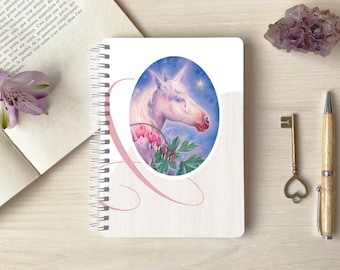 Hardcover Notebook with White Unicorn, Original Art Journal, Unicorn Notebook, Dreams journal, Whimsical Notebook, Fairy Gift