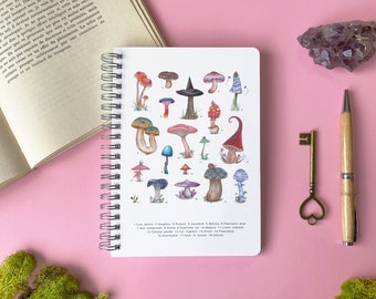 Fairy Mushroom Notebook, Illustrated Mushroom Journal, Mushroom Lover Gift, Cute Mushroom Fungi Artwork