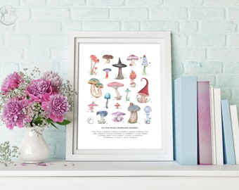 Art Print of Magic Mushrooms in FRENCH