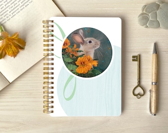 Hardcover Notebook Rabbit, Original Art Journal, Bunny Journal, Gift for Her, Gift for Writer or Artist