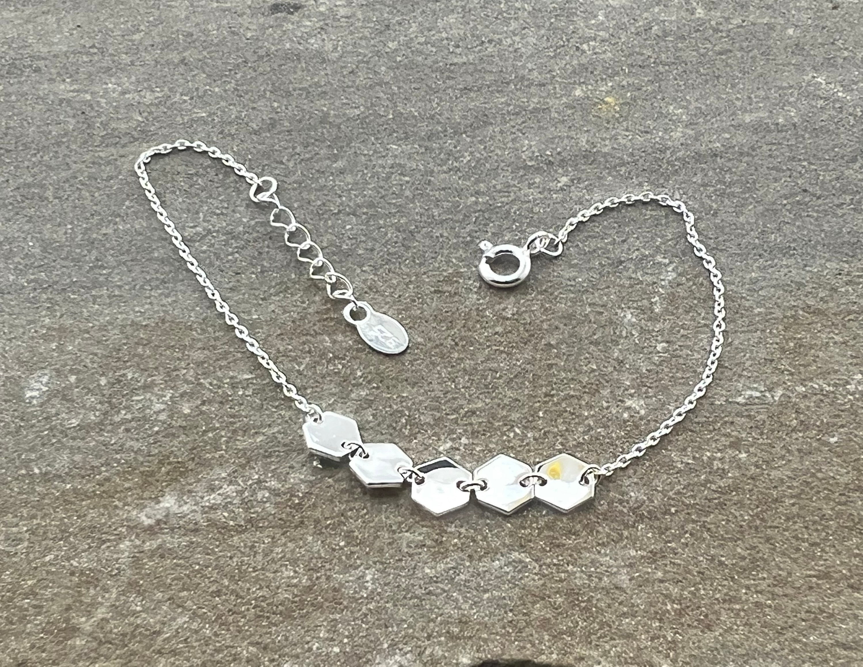Silver 5 Beaded Bracelet. - Etsy