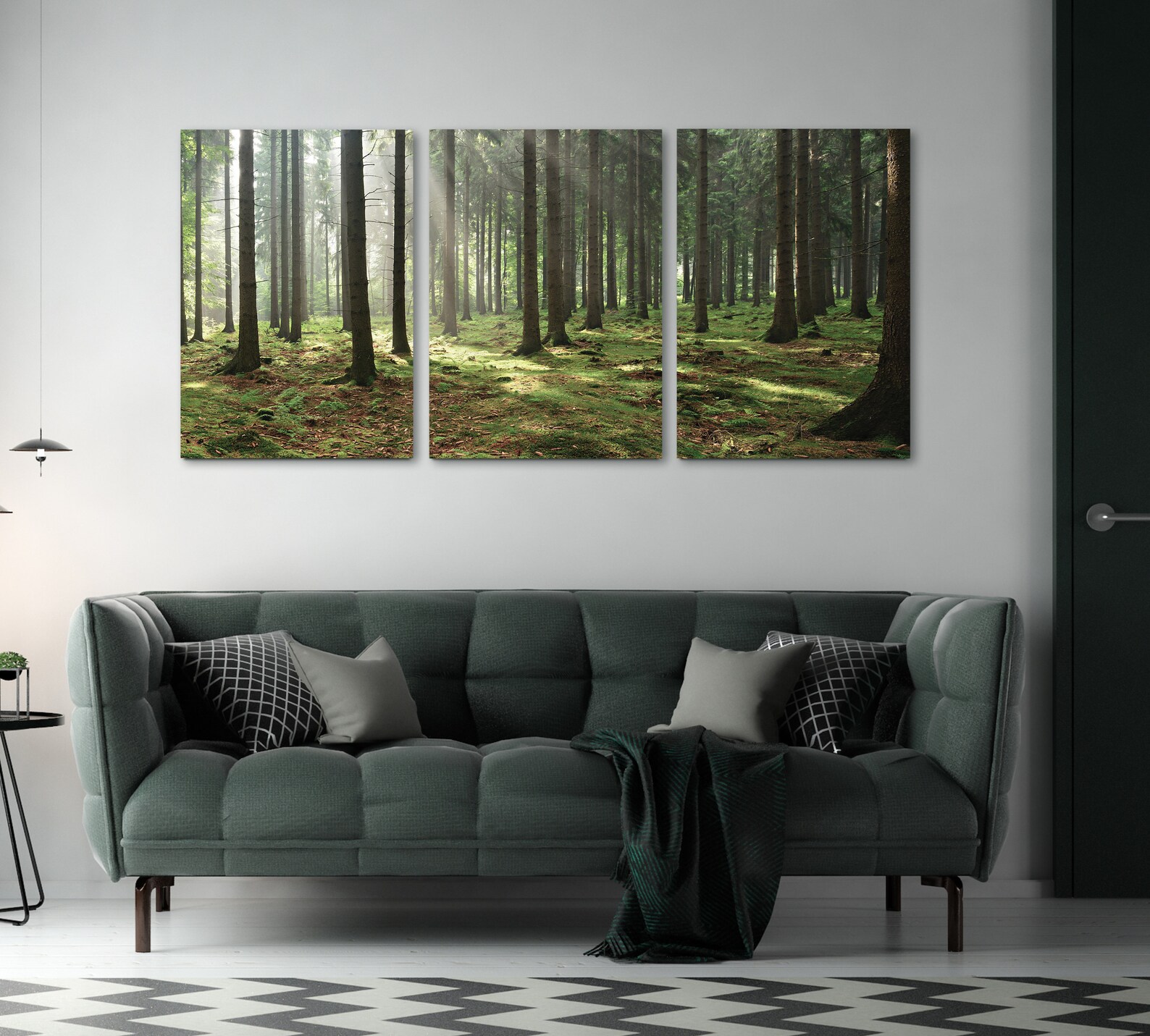Woodland Canvas Print Set of 3 Forest Print Wall Art Misty Etsy UK