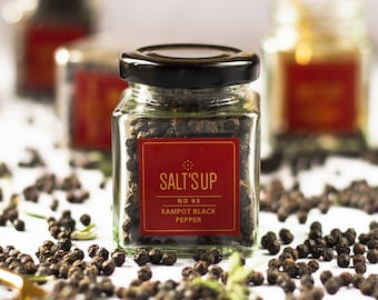 KAMPOT BLACK Pepper I Gourmet Spices and Peppers | 30g/1.05oz Glass Jar | Rich and Complex Pepper Flavor and Aroma