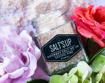 Crystal Pink Salt Flakes I Gourmet Salts | 50gr / 1.76oz Glass Jar | 100% Rock Salt | Crusty and Salty