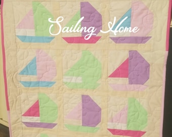 Sailing Home Quilt, pdf downloadable pattern, Beginner friendly quilt pattern