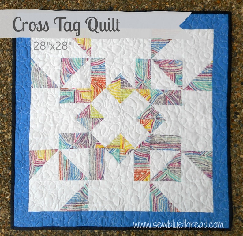 Cross Tag, Quilt top pdf downloadable pattern, baby quilt, image 1