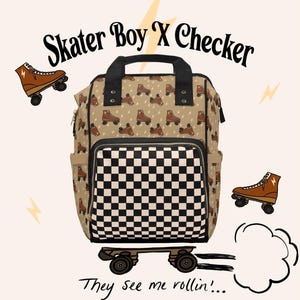 Skater Boy Checker Diaper Backpack