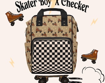 Skater Boy Checker Diaper Backpack