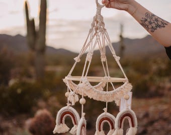 Rainbow Macrame baby mobile
